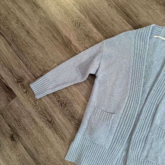 Woolovers Light Blue Lambswool Cashmere Open Sweater - Picture 2 of 7